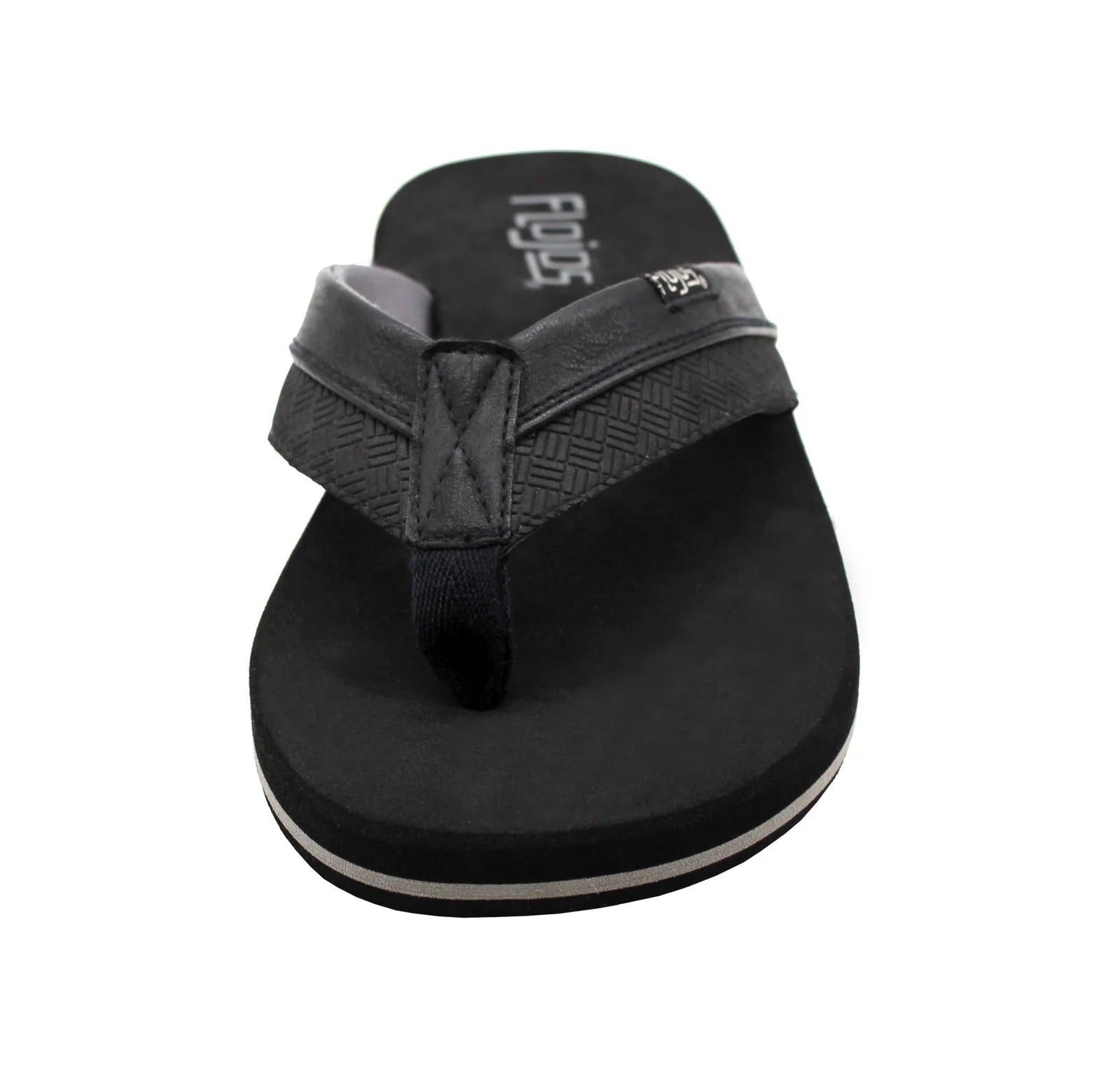 Flojos Mens Ryan Arch Support Slip On Flip Flop Sandals- Black
