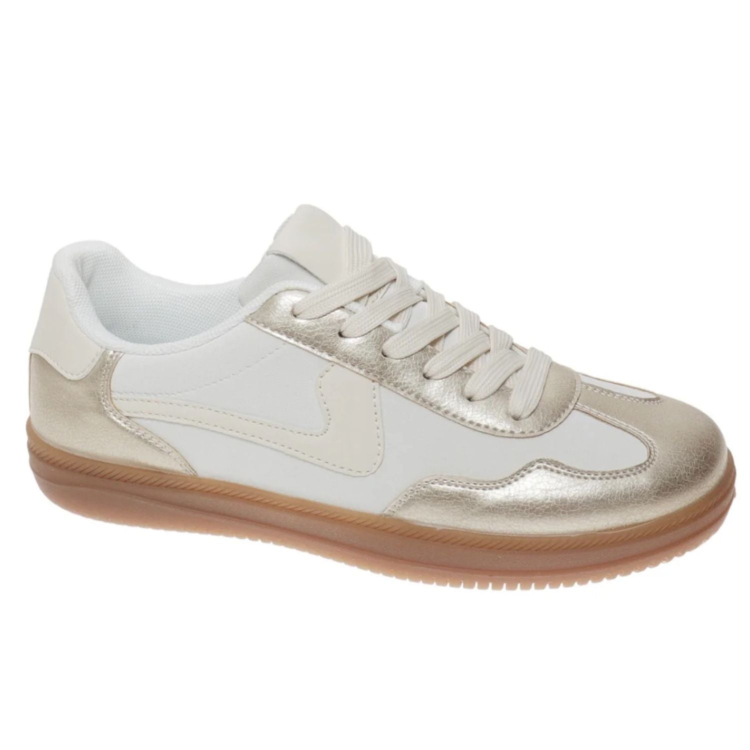 Outwoods Womens Giana 5 Gum Sole Lace Up Fashion Sneakers- Gold