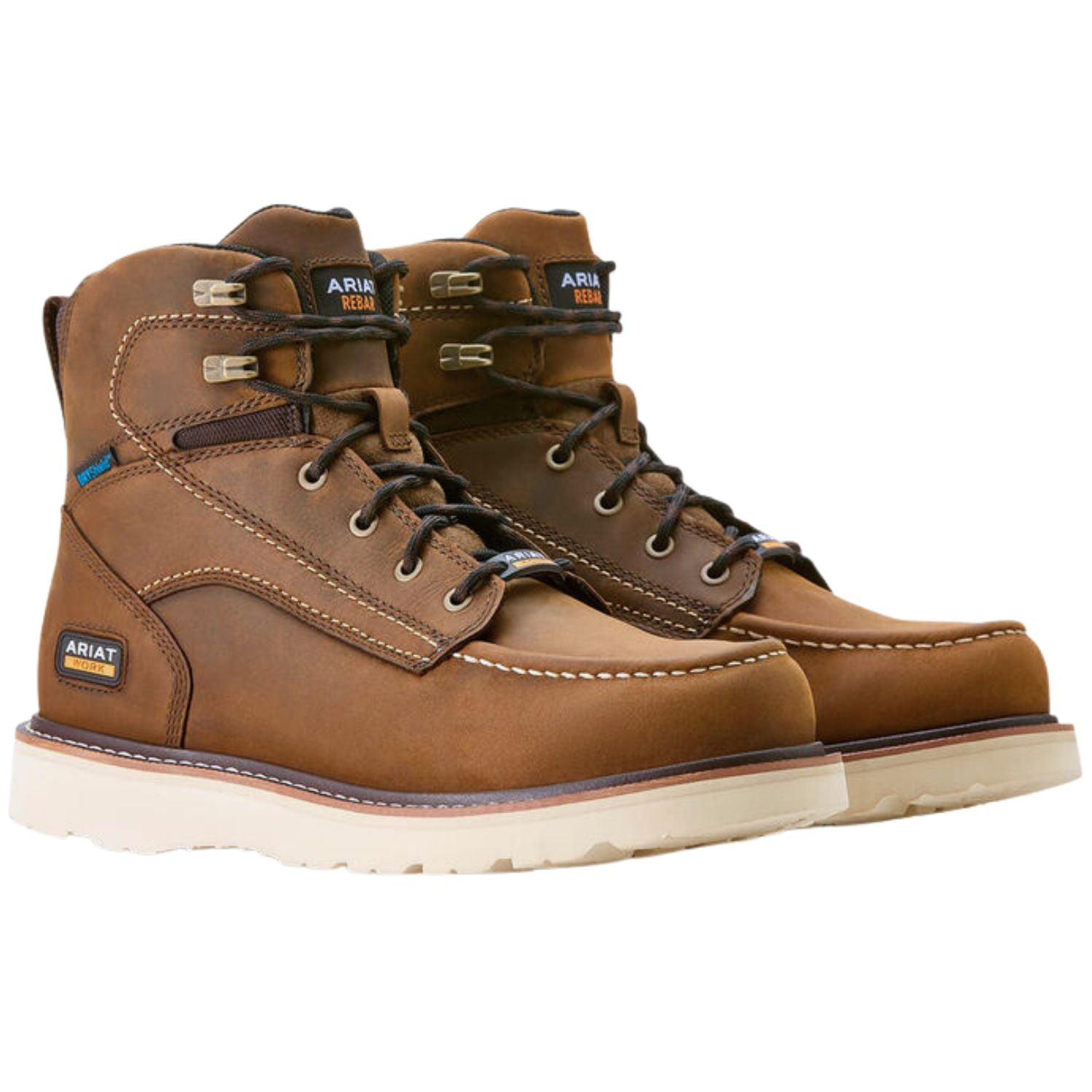 Ariat Mens Rebar Wedge Moc Toe 6" H2O Waterproof Electrical Hazard Leather Boot
