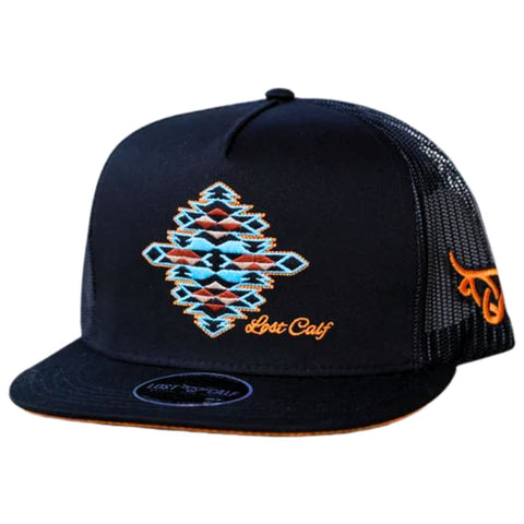 Lost Calf Mens Blackout Tribe Flat Bill Adjustable Snapback Cap Hat