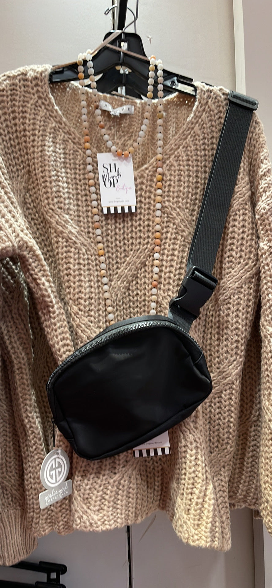 Girlie Girl Belt Bag Hip Purse Crossbody, Black