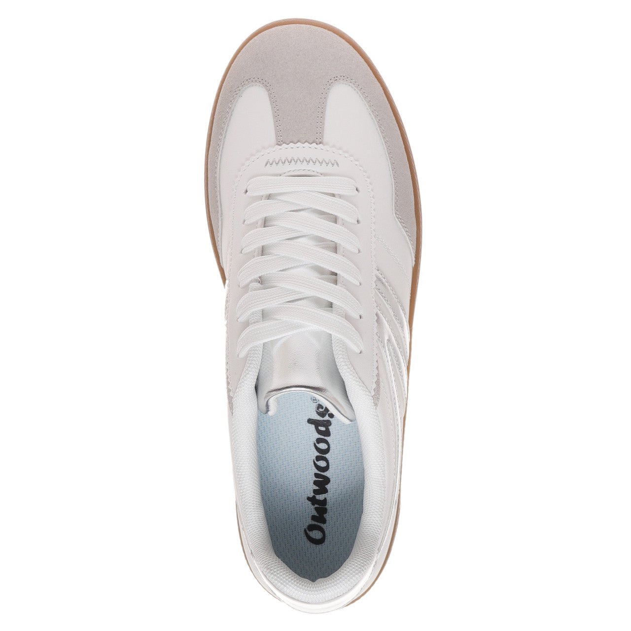 Outwoods Womens Giana-2 Lace Up Fashion Sneakers, Silver Combo