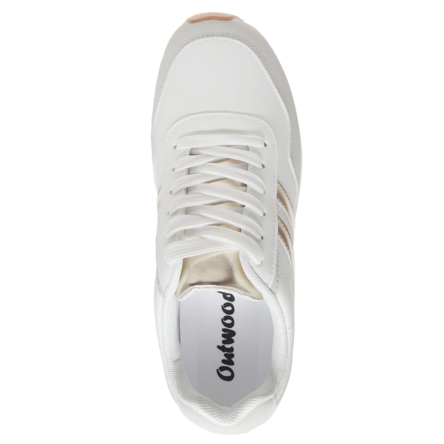 Outwoods Women's Brenna-2 White Platform Fashion Sneaker, Gold Combo