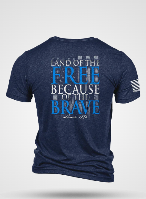 Nine Line Land of the Free Because of the Brave Men's T-Shirt Made in U.S.A.