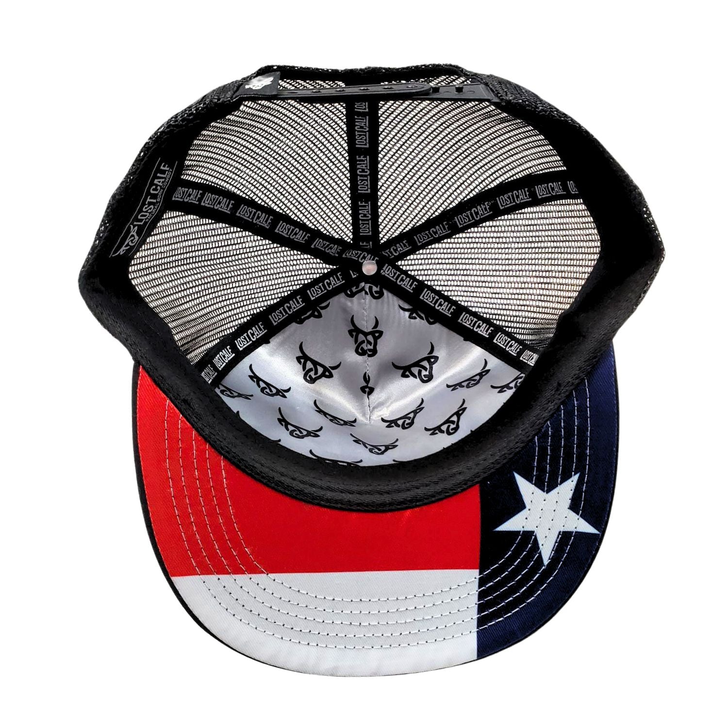 Lost Calf Mens Texas Bull Flat Bill Adjustable Snapback Cap Hat