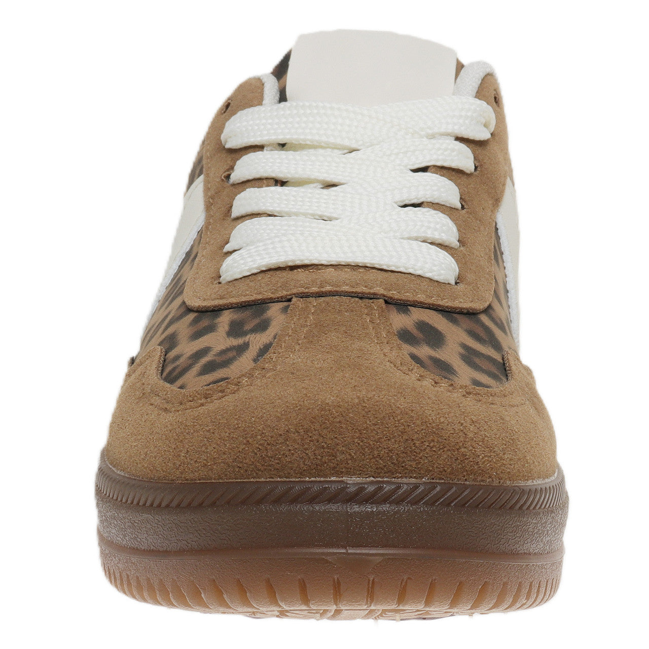 Outwoods Womens Giana 5 Leopard Print Gum Sole Lace Up Fashion Sneakers- Mocha