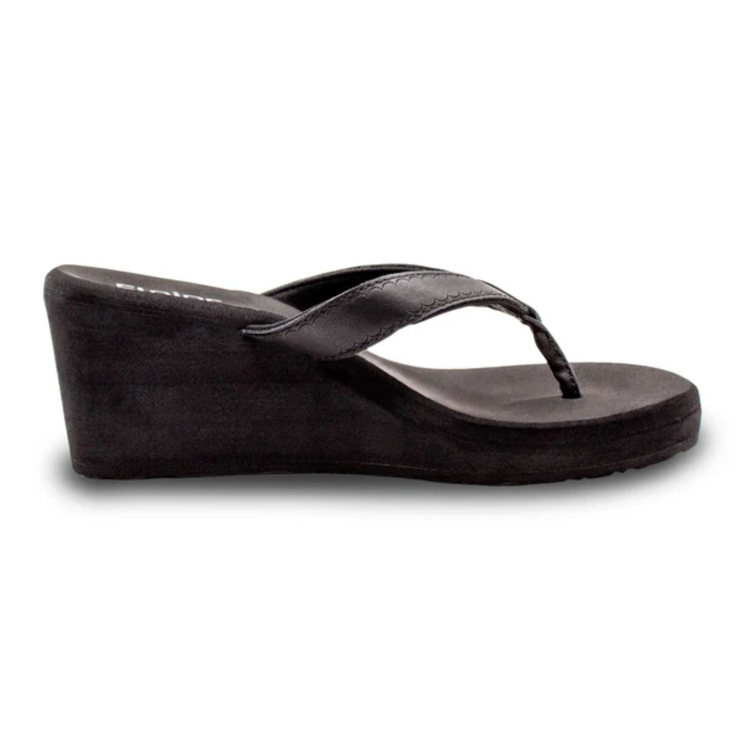 Flojos Womens Olivia Vintage Wedge Heel Thong Sandal, Black