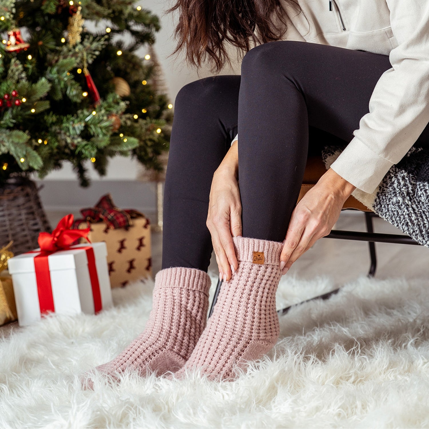 Britt's Knits Juneau Waffle Knit Slipper Socks