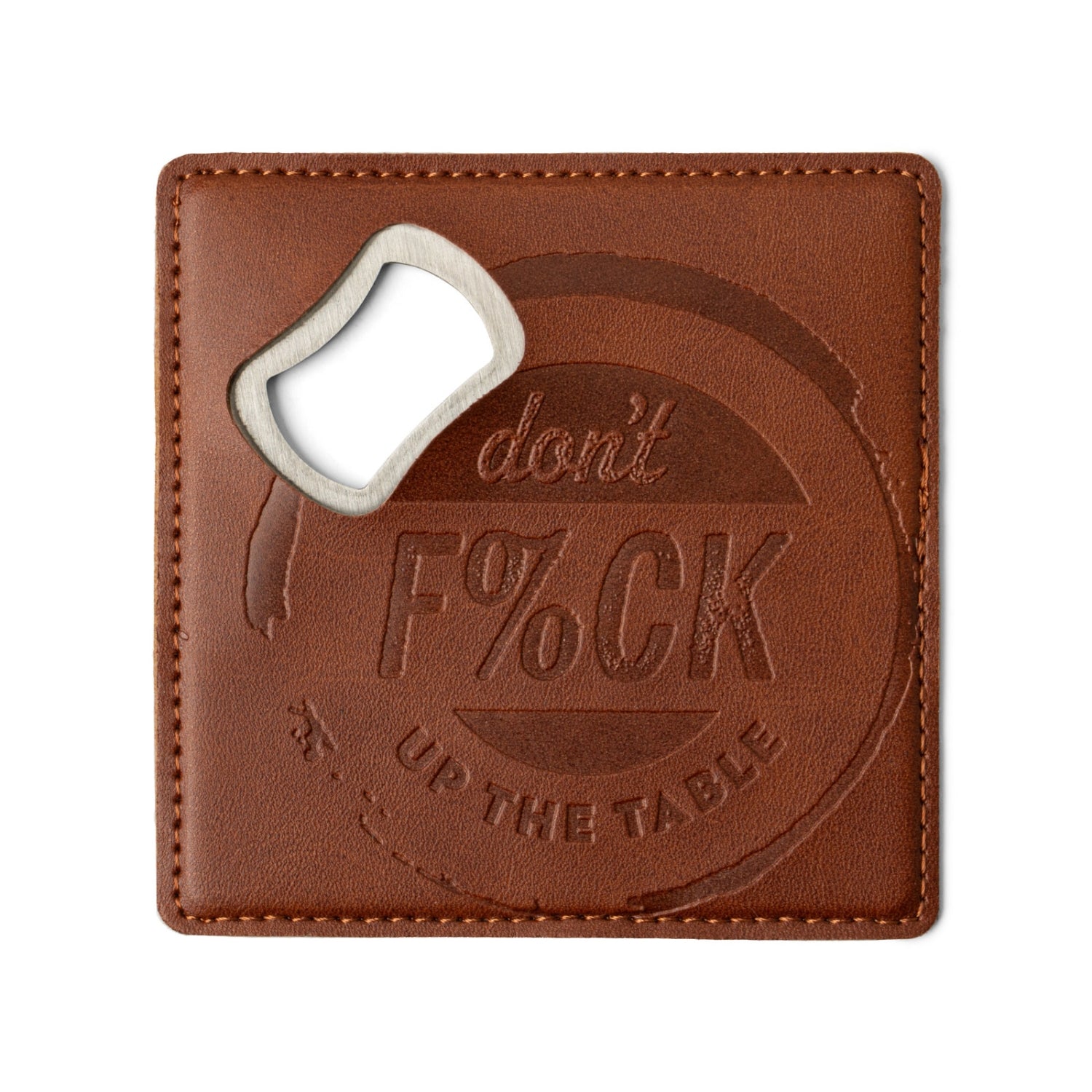 Brodeo Drive Embossed Vegan Leather Bottle Opener and Coaster