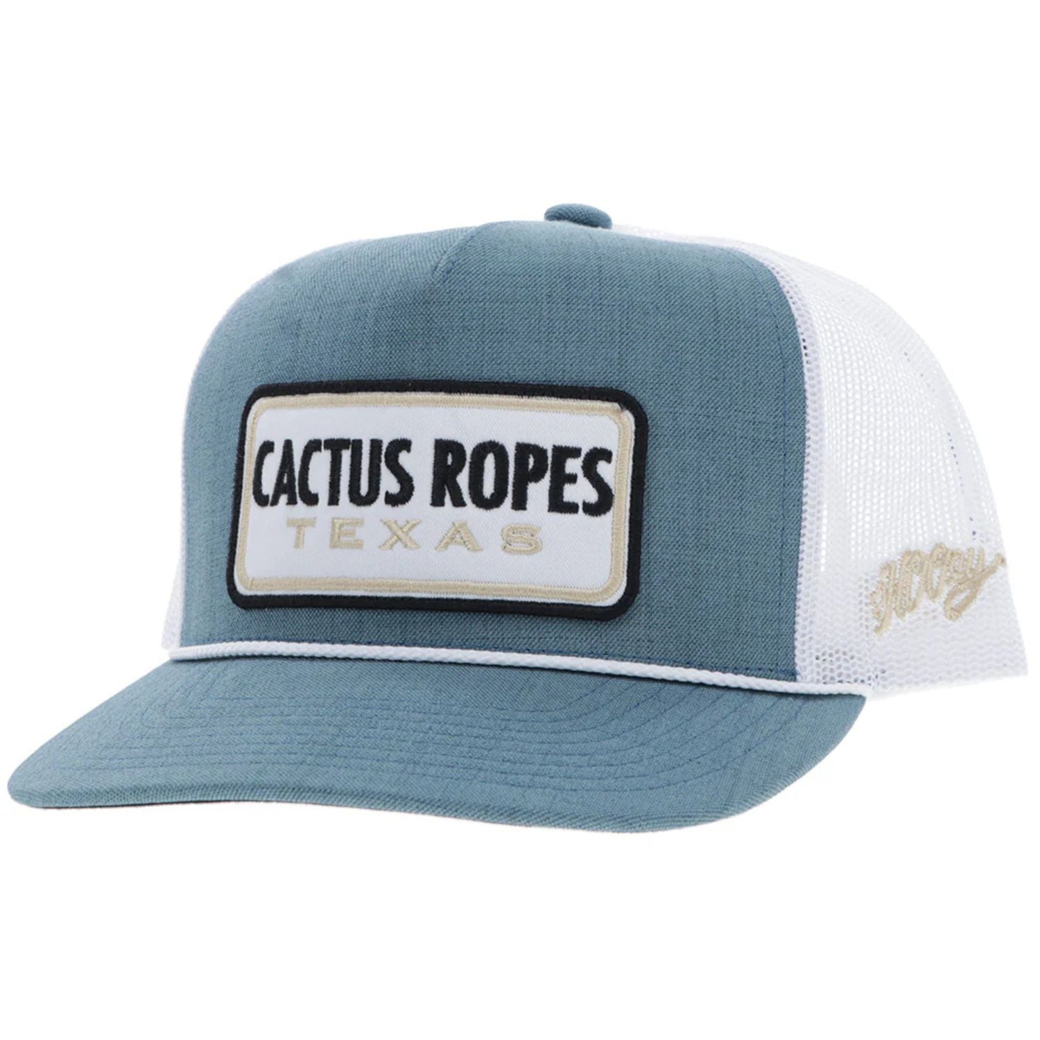 Hooey Mens Cactus Ropes Logo Adjustable Snapback Trucker Cap Hat, Teal/White
