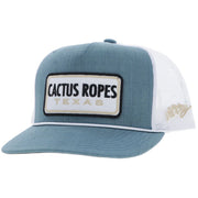 Hooey Mens Cactus Ropes Logo Adjustable Snapback Trucker Cap Hat, Teal/White