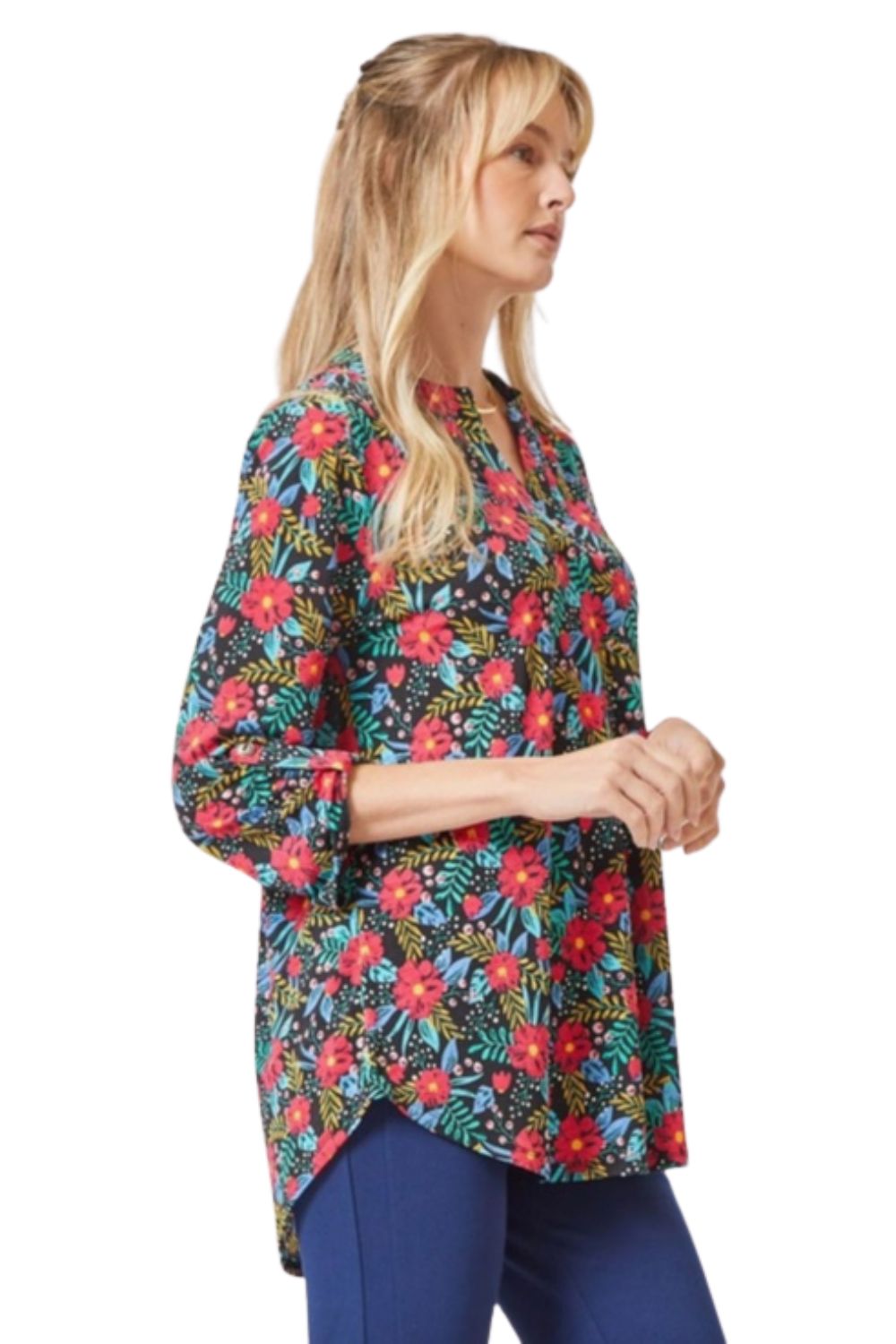 Dear Scarlett Womens Lizzy Relaxed Flowy High Low Blouse