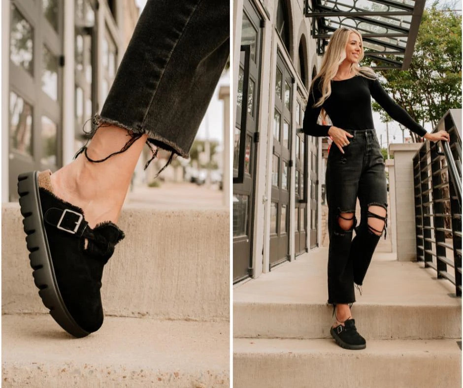 Very G Womens Cali Braided Buckle Faux Suede Mule Slip On Shoe