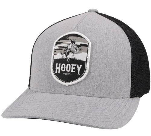 Hooey Mens Cheyenne Flexfit Curved Bill Grey and Black Hat Cap