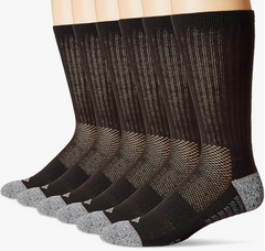 Columbia Men's Pique Weave Crew Socks, Black, 6 Pairs