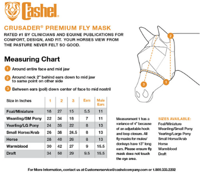 Cashel Animal Rescue Orange Crusader Premium Fly Mask Standard with Ears