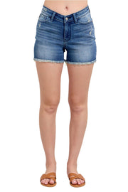 Judy Blue Womens High Waist V Front Shield Pocket Denim Shorts