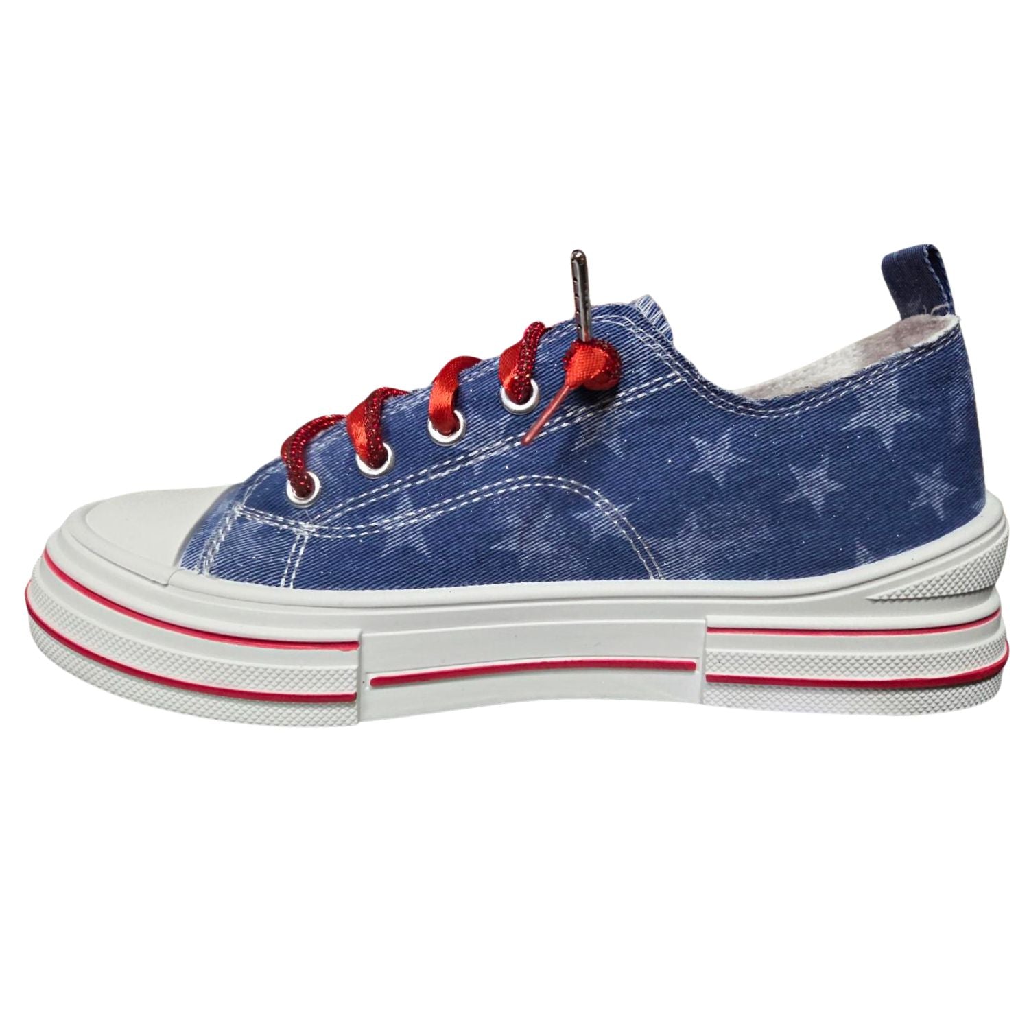 Very G Womens Aman USA Lace Up Platform Slip On Canvas Sneaker, Dark Denim