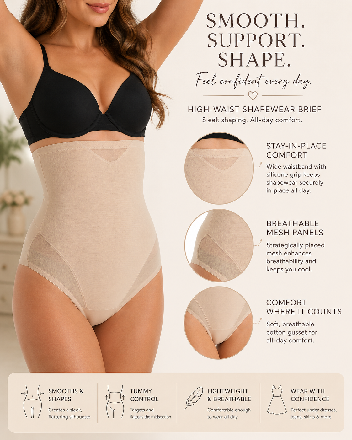 TC Fine Intimates Womens Sheer Delight Comfort High-Waist Thong