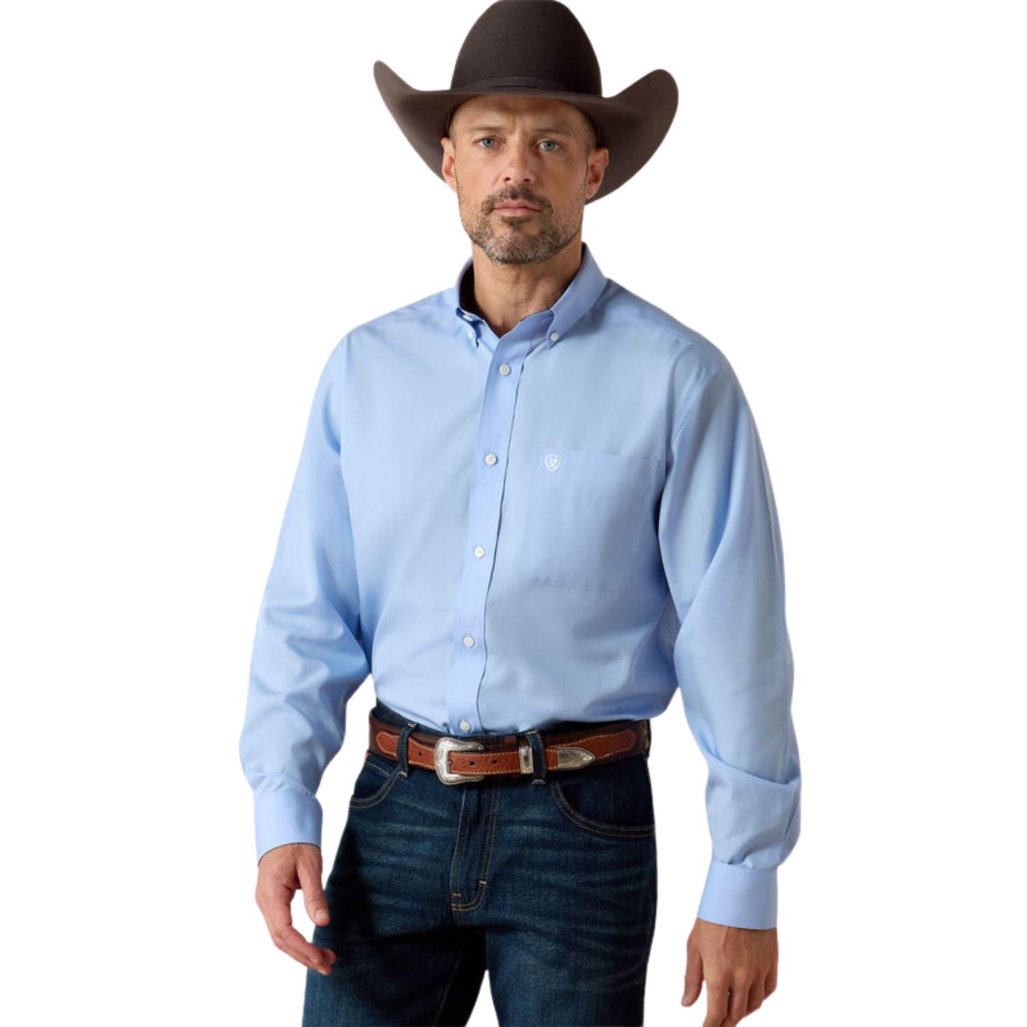 Ariat Mens Wrinkle Free Solid Classic Fit Long Sleeve Shirt