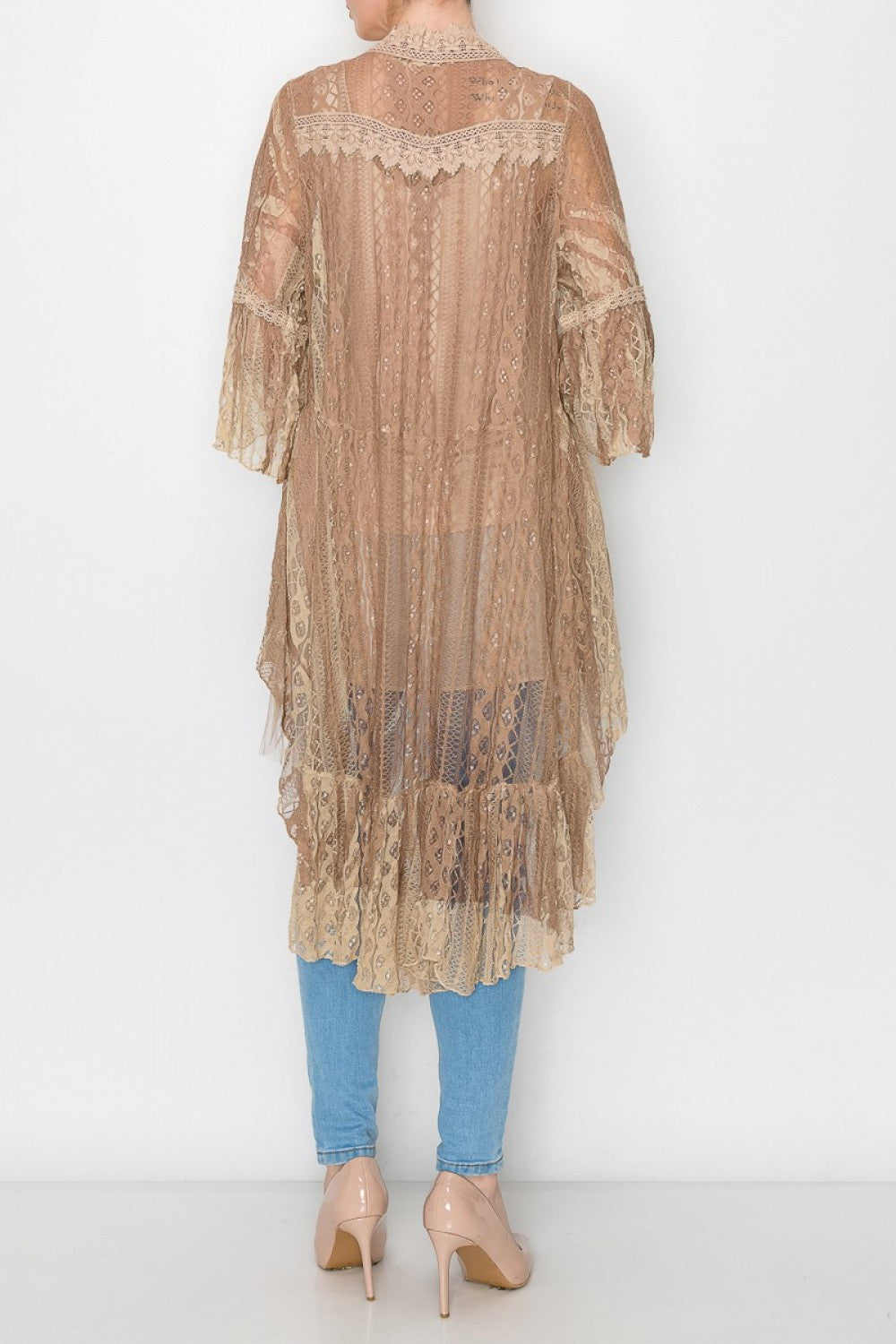 Origami Womens All Lace High Low Duster Cardigan