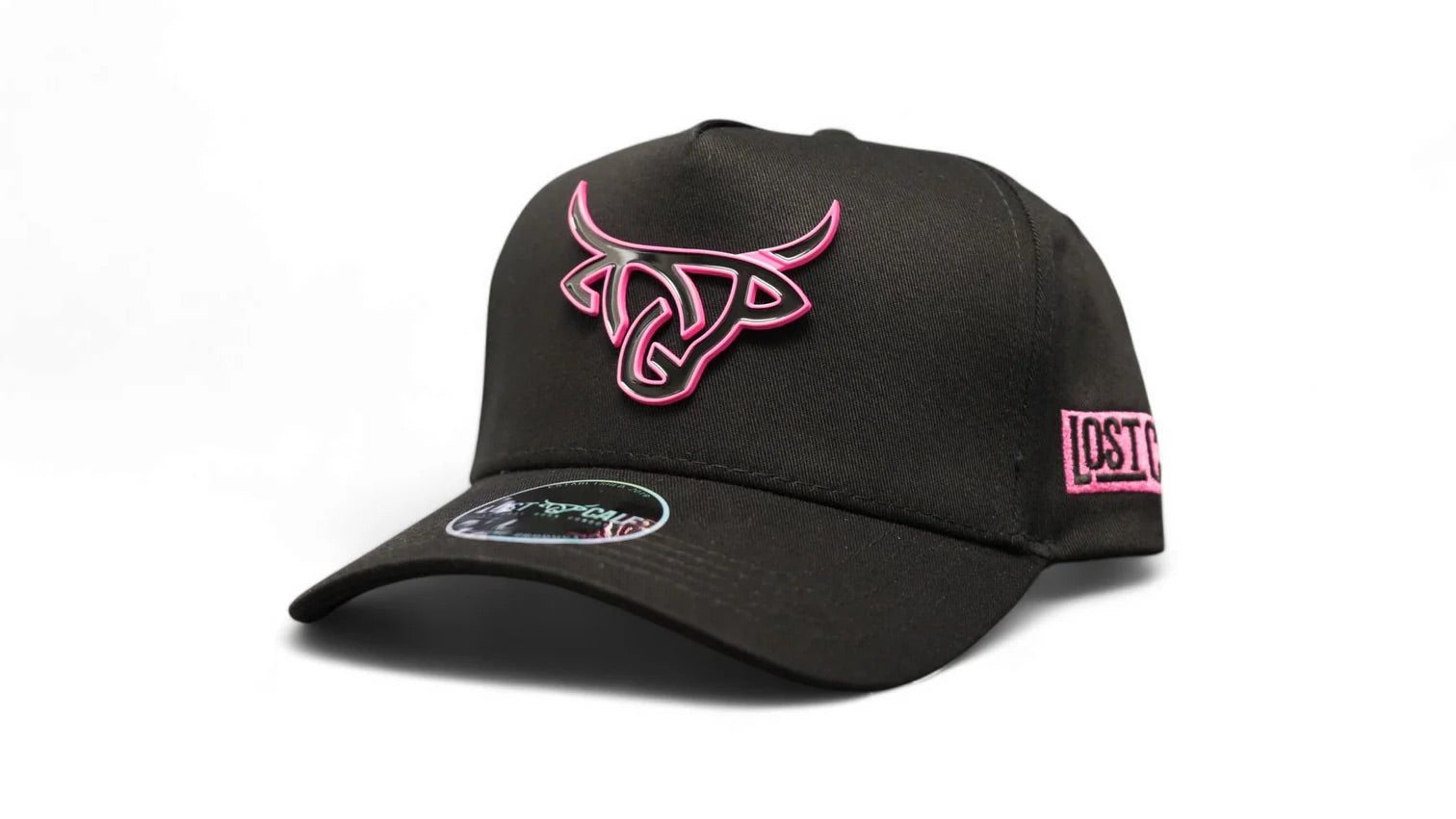 Lost Calf Metal Rosy Black A-Frame Embroidered Baseball Cap