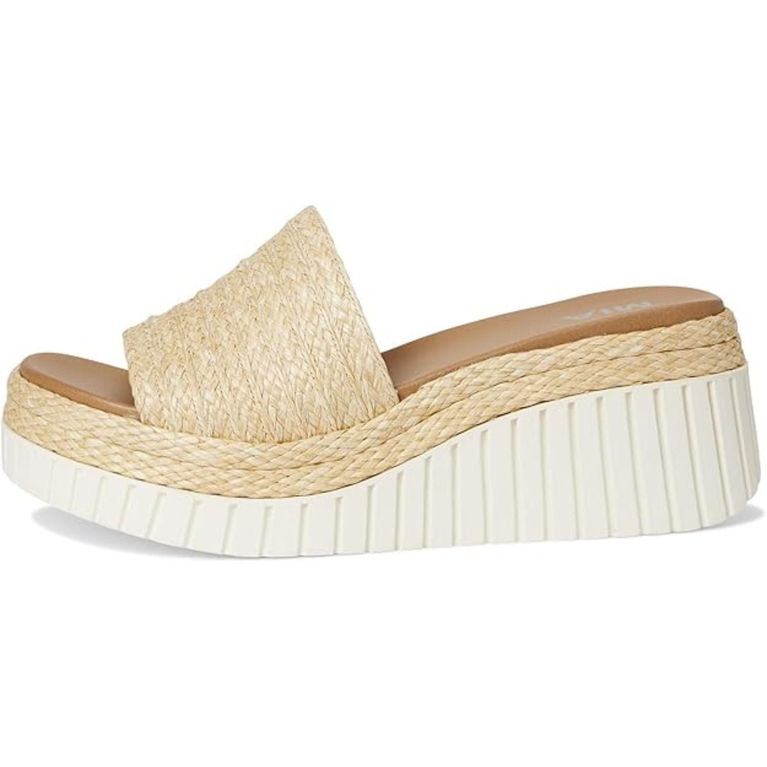 Mia Womens Yuki Slip On Platform Wedge Sandal, Natural Raffia
