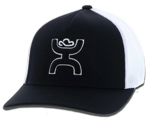 Hooey Mens "Coach" Black/White Hat Cap, Flexfit, L/XL