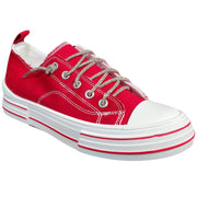 Very G Womens Aman 2 Lace Up Platform Slip On Canvas Sneaker, Red