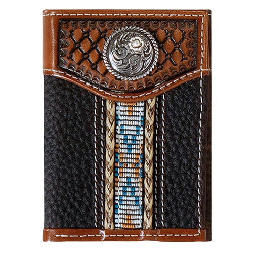 Ariat Mens Southwest Woven Western Trifold Wallet