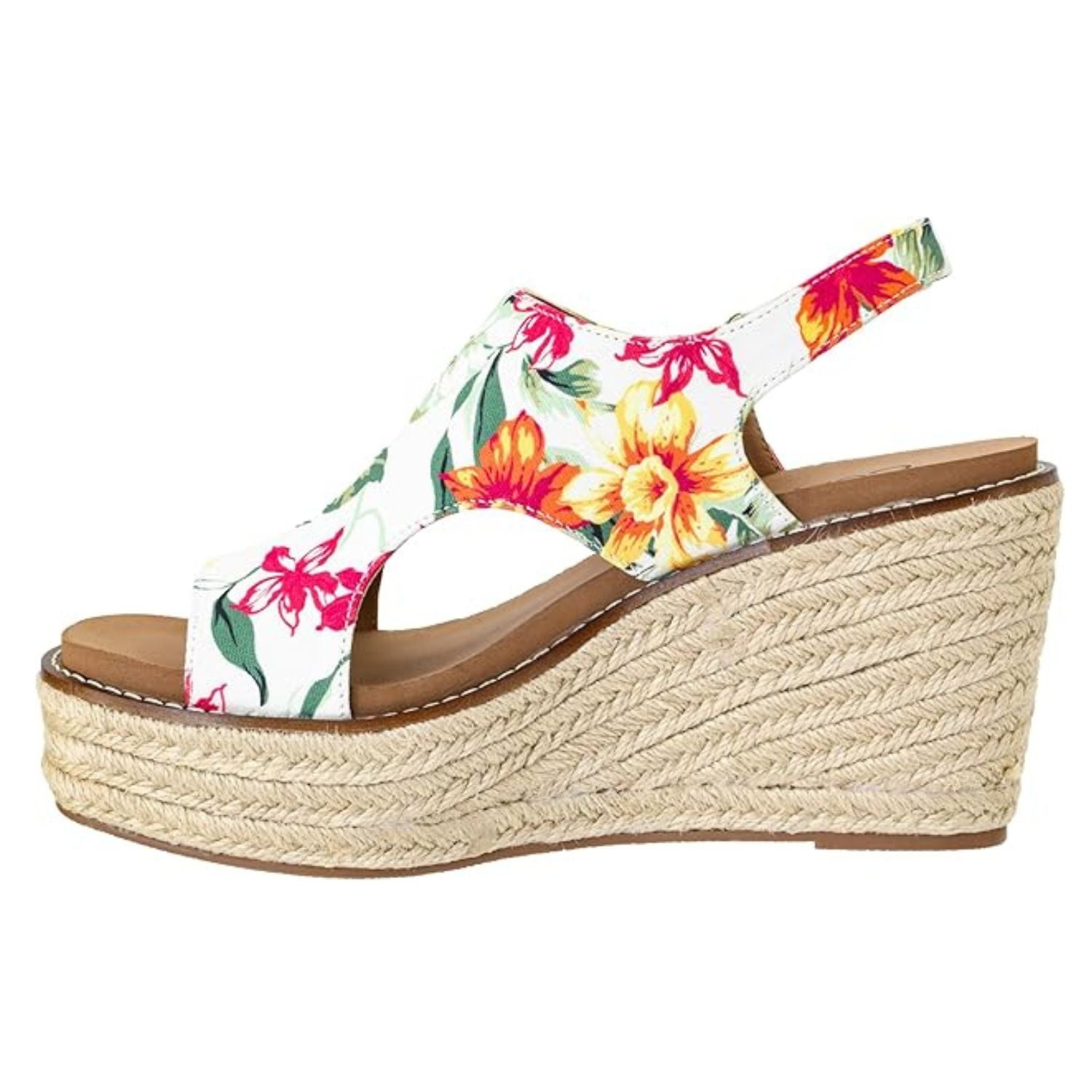 Corkys Womens Freddie Wedge Sandals, White Floral