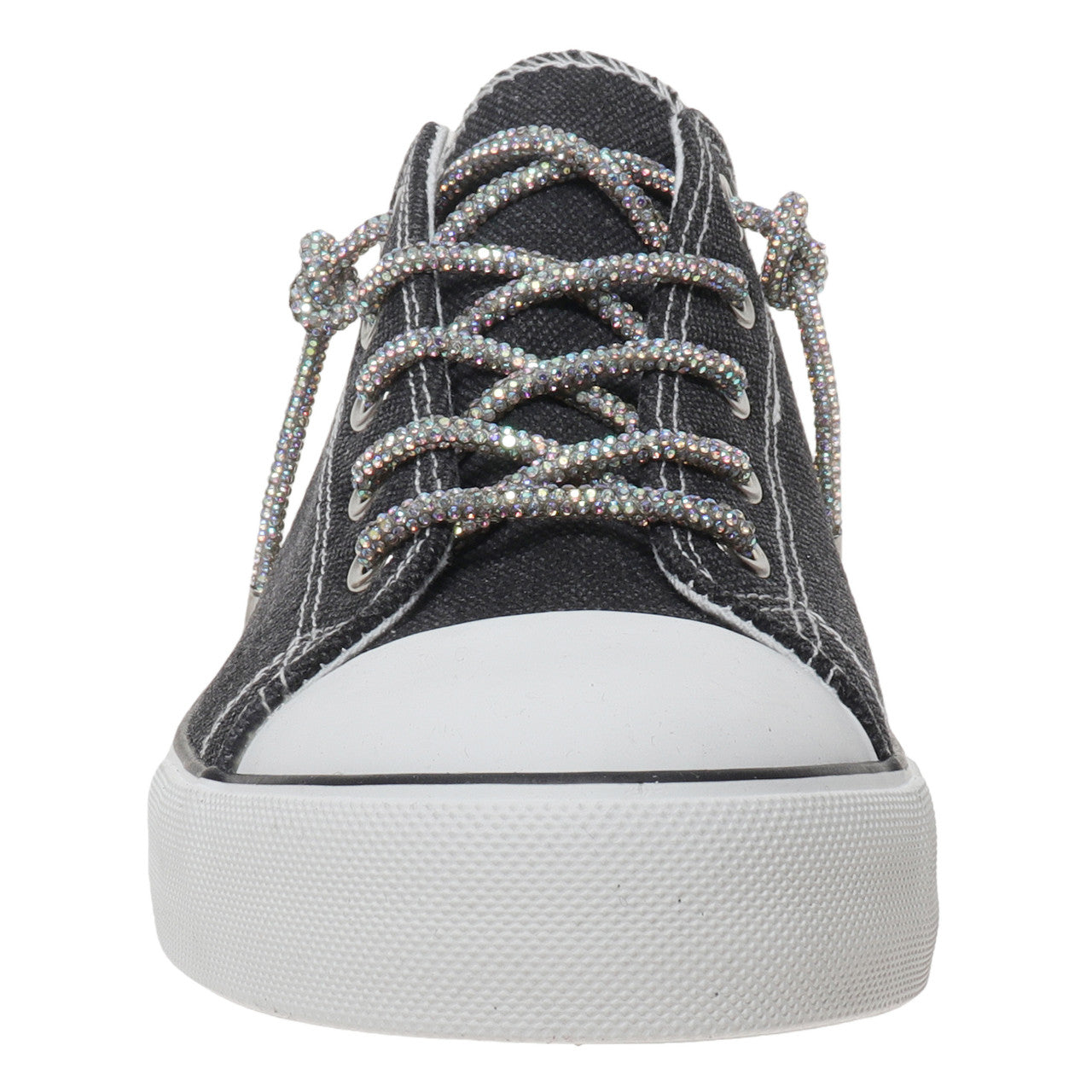 Outwoods Womens Logan 8 Canvas Low Top Sneaker with Sparkle Laces (Black)