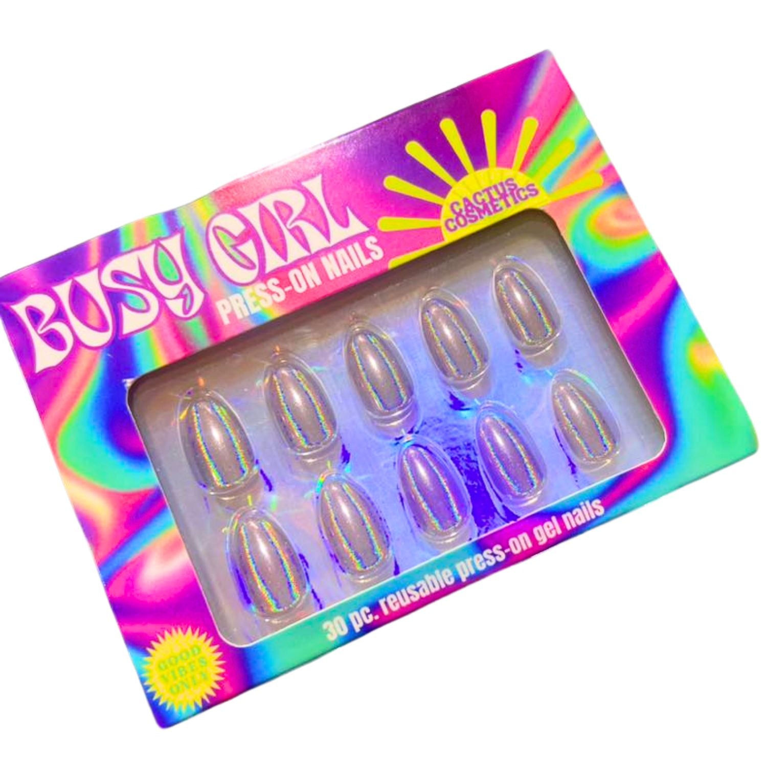 Cactus Cosmetics Busy Girl Reusable Press-On Gel Nails, 30 Piece, Cosmic Dream