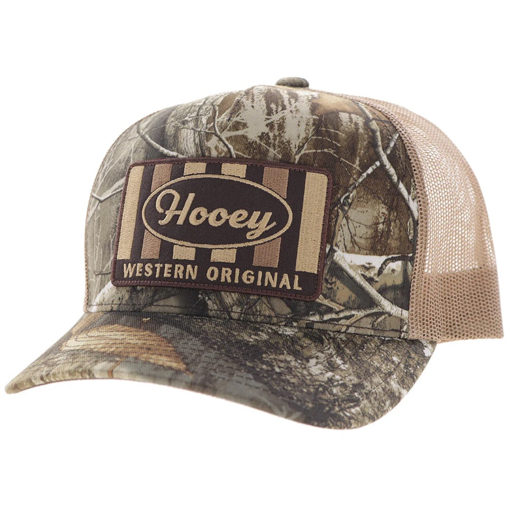 Hooey Mens Sudan RealTree Edge Camo Trucker Hat With Patch- Camo/Tan