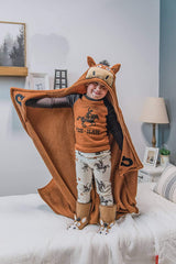 Lazy One Kid's Horse Hooded Critter Blanket, Brown