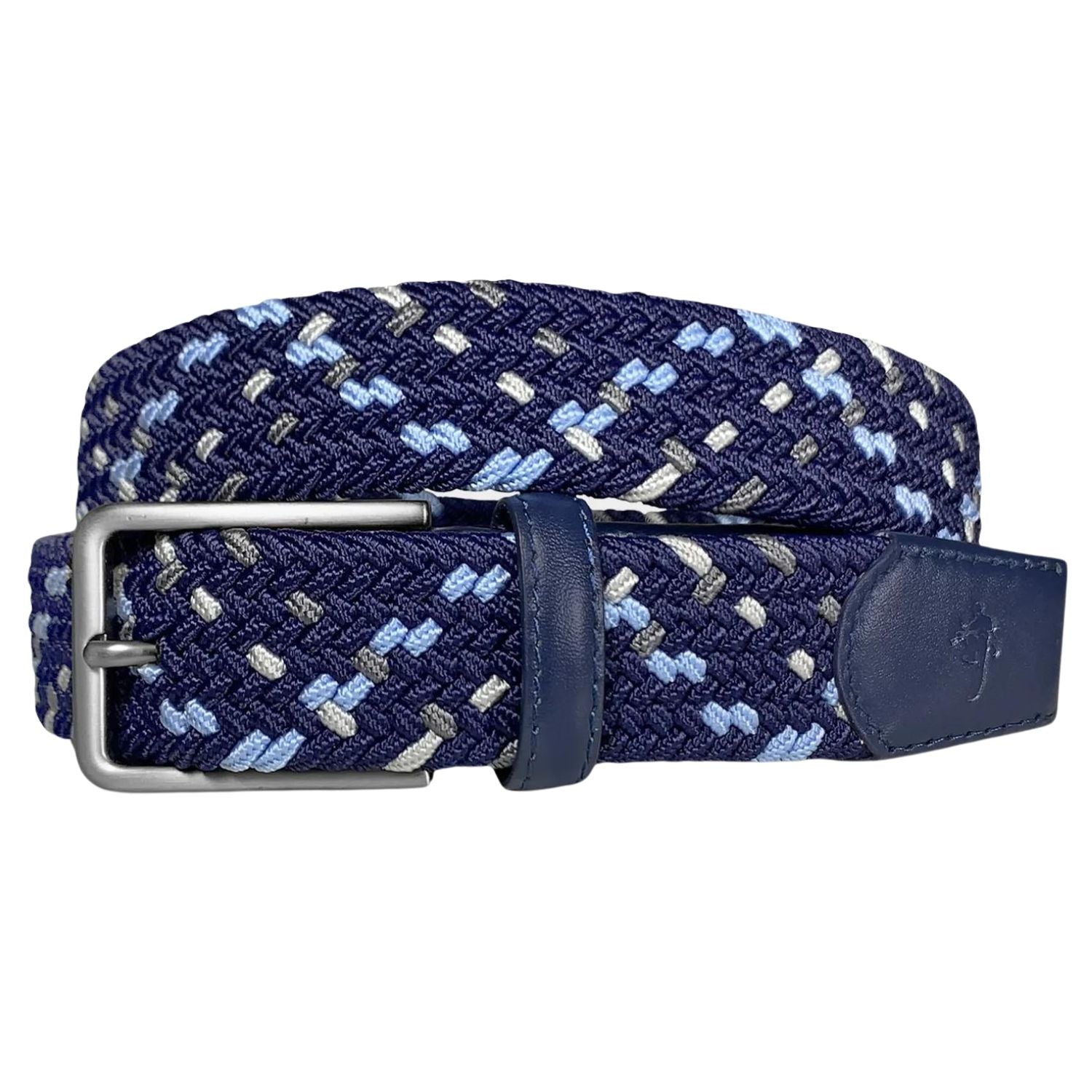 Mad Golfer Mens Carolina Blue Braided Stretch Golf Belt