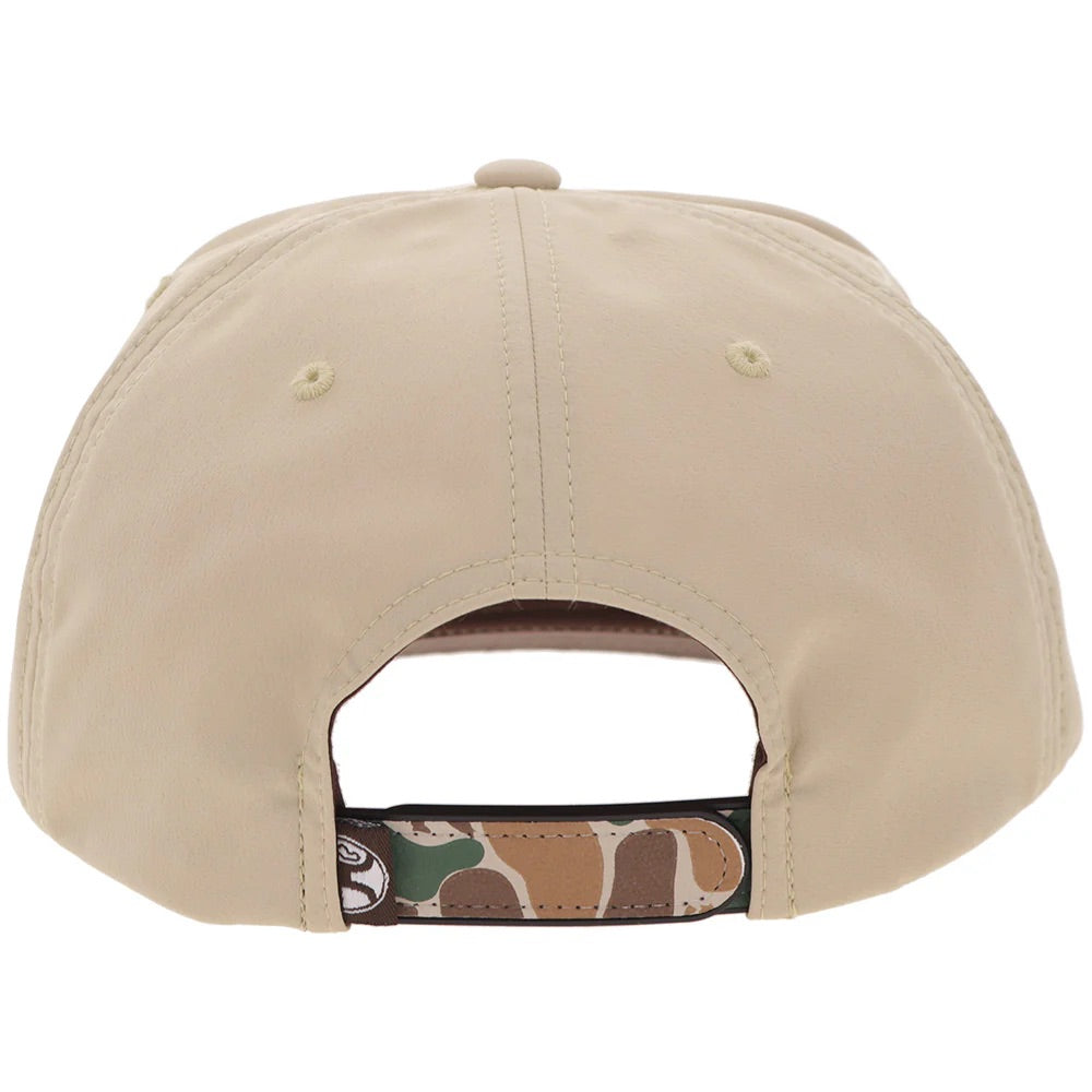 Hooey Mens "Outfitters" Curved Bill Snapback Hat- Tan/Camo w/Brown Patch