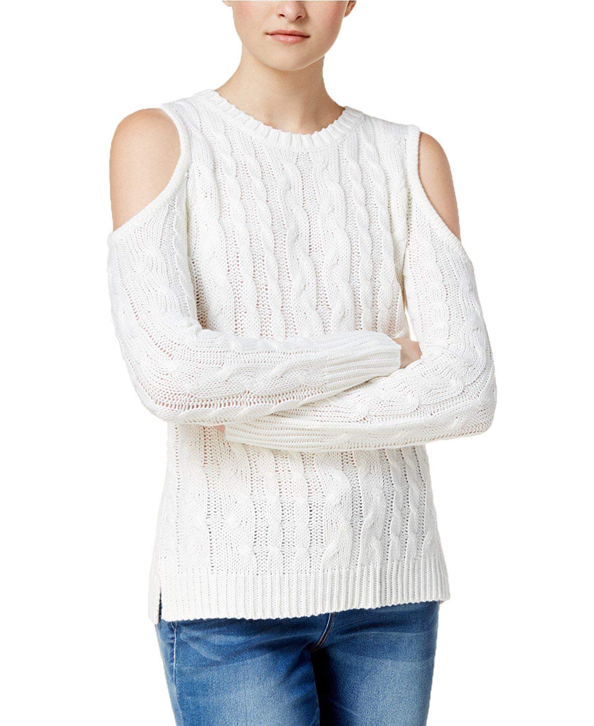 Hippie Rose Juniors Cold-Shoulder Sweater