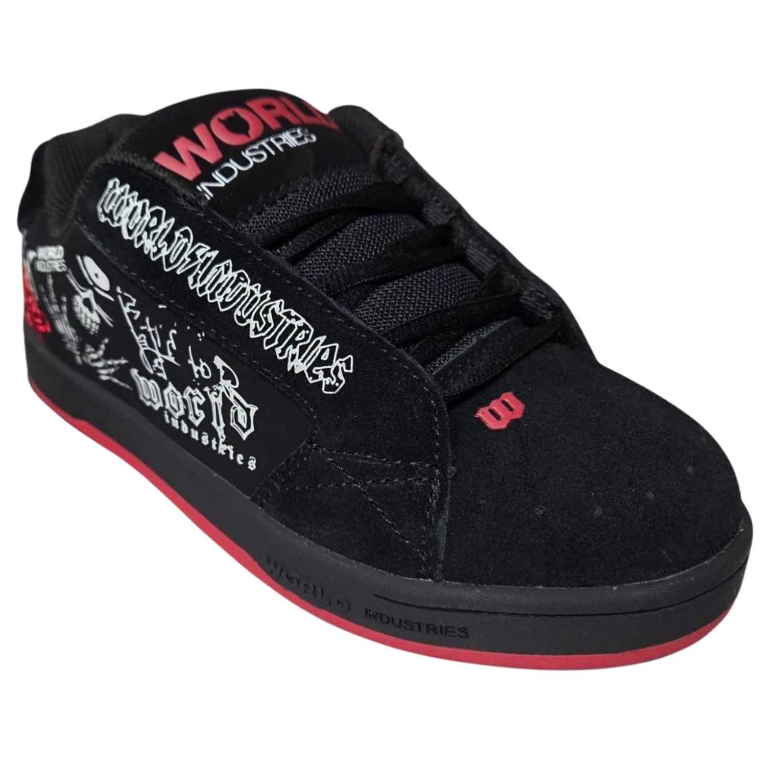 World Industries Kids Smith Skateboard Shoes, Black/White/Red