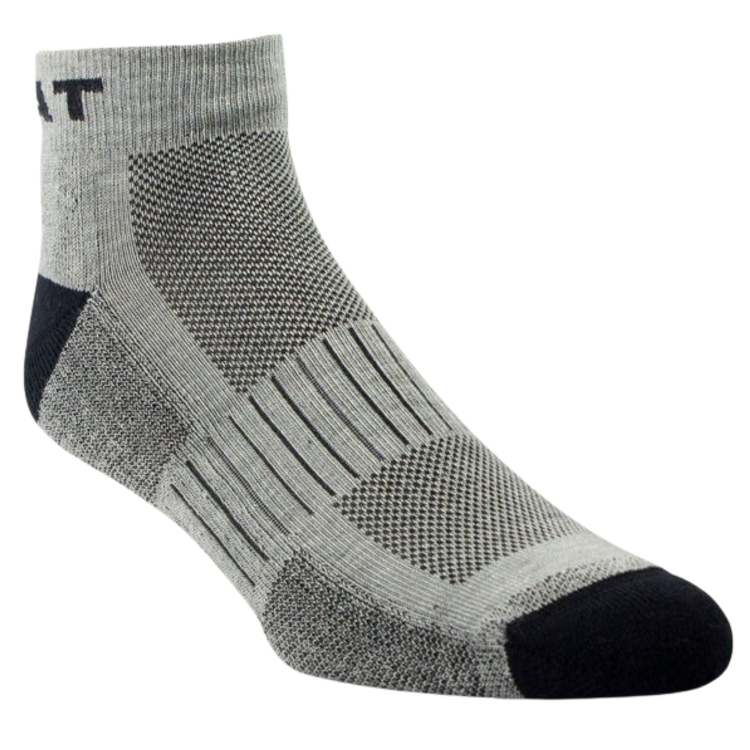 Ariat High Performance Quarter Crew Tek Work Sock 3 Pair Pack, Grey