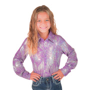 Cowgirl Tuff Girls Iridescent Lightweight Stretch Pullover Button Up Shirt