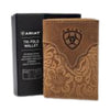 Ariat Mens Floral Embossed Leather Trifold Western Wallet