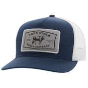 Hooey Mens Rank Stock Logo Adjustable Snapback Trucker Cap Hat, Navy/White