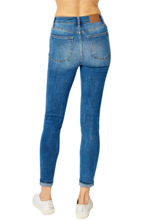 Judy Blue Womens High Waist Cuffed Hem Skinny Jeans