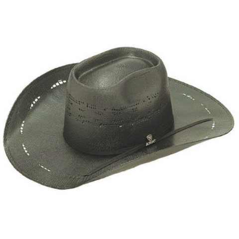 Ariat Mens Richardson 112 USA Leather Patch Snapback Cap Hat (Black/White)