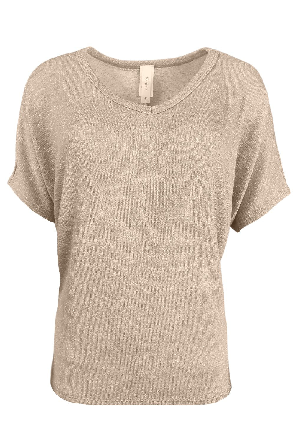 HoneyMe Womens Wide V-Neck Short Sleeve Top