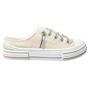 Very G Womens Aman Slip On Platform Sparkle Canvas Sneaker, Natural