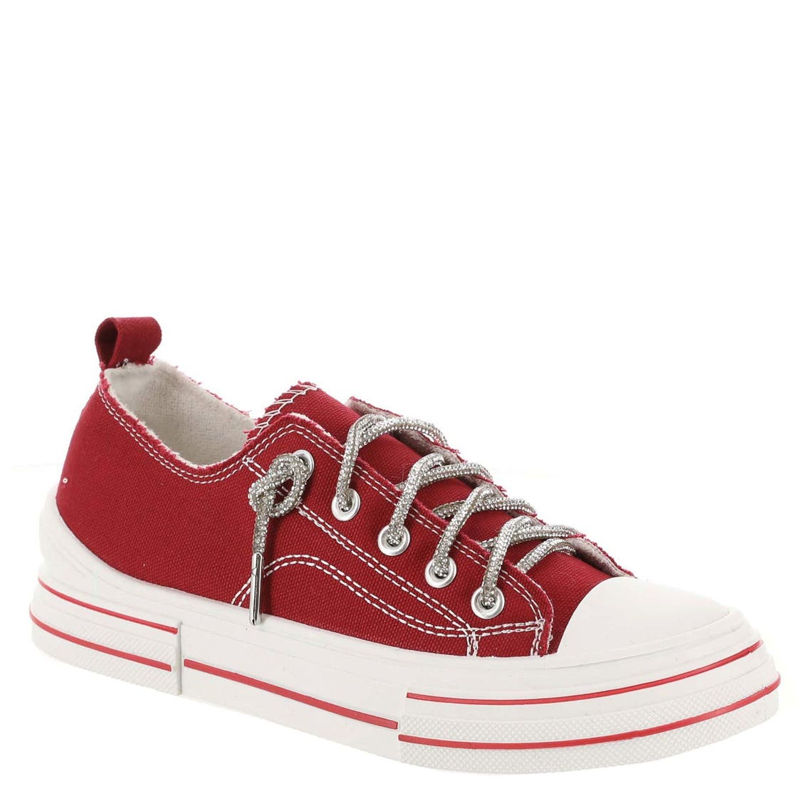 Very G Womens Aman Original Lace Up Canvas Sneaker with Sparkle Laces