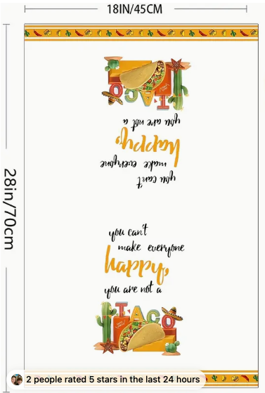 Fun Taco Kitchen Towels, Every Now And Then I fall Apart, 2Piece