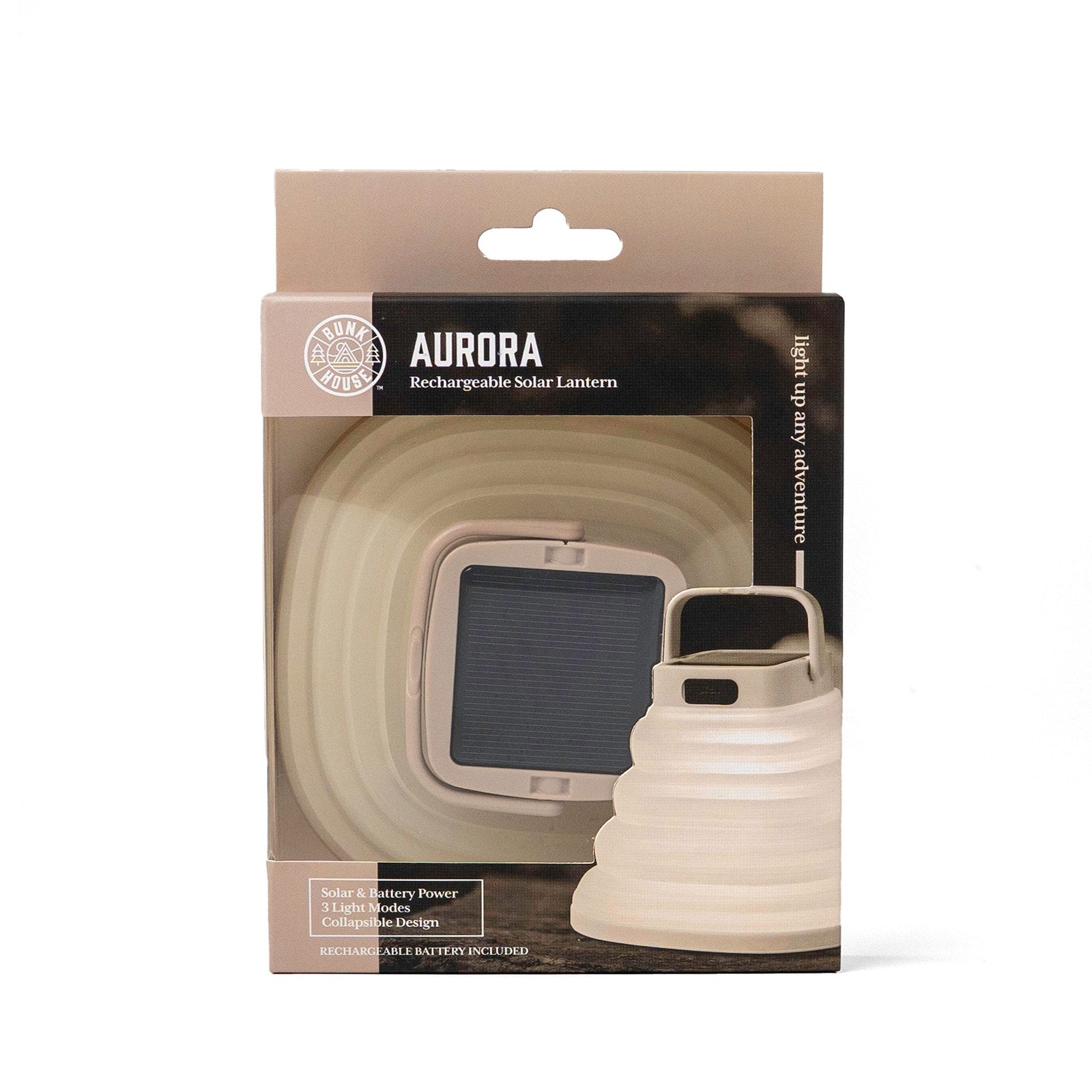 Bunk House Aurora Solar Panel or USB Rechargeable and Collapsible Camp Lantern